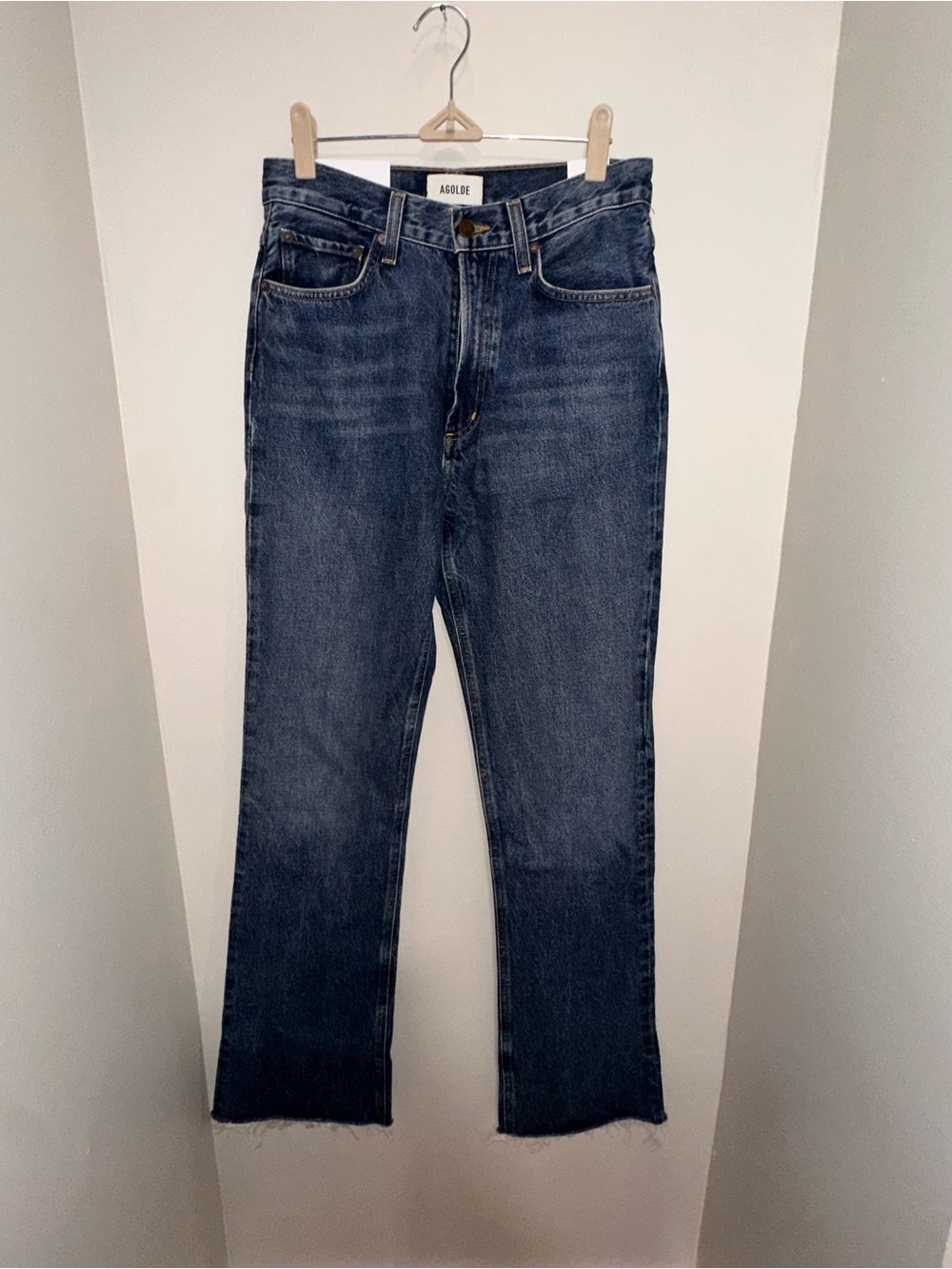 Agolde NWT Women's Indigo Leena Jean Mid Rise Baby Flare Jeans